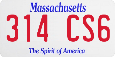 MA license plate 314CS6