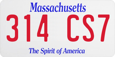 MA license plate 314CS7