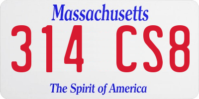 MA license plate 314CS8