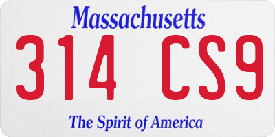 MA license plate 314CS9