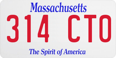 MA license plate 314CT0