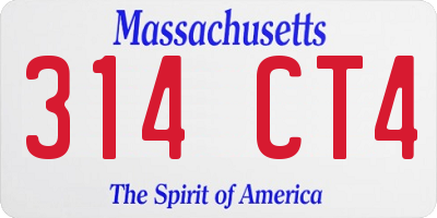 MA license plate 314CT4