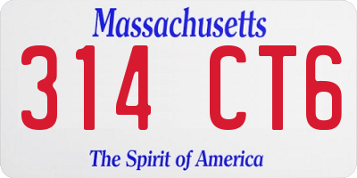 MA license plate 314CT6