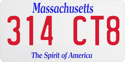 MA license plate 314CT8
