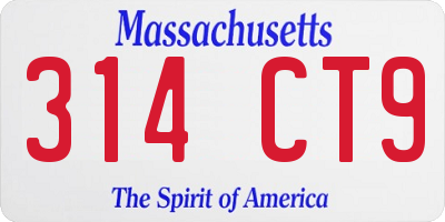 MA license plate 314CT9