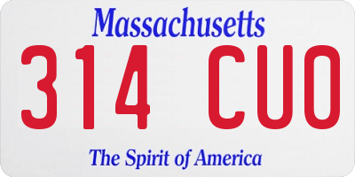 MA license plate 314CU0
