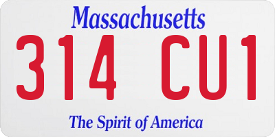 MA license plate 314CU1