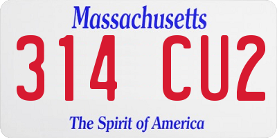 MA license plate 314CU2