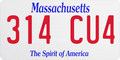 MA license plate 314CU4