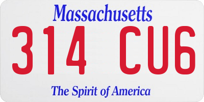 MA license plate 314CU6