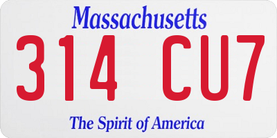 MA license plate 314CU7