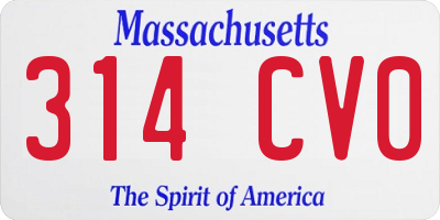 MA license plate 314CV0