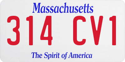 MA license plate 314CV1