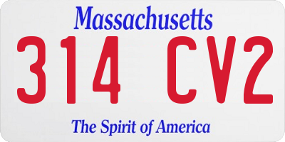 MA license plate 314CV2