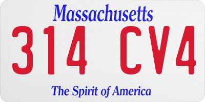 MA license plate 314CV4