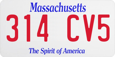 MA license plate 314CV5