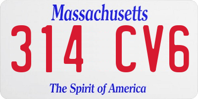 MA license plate 314CV6