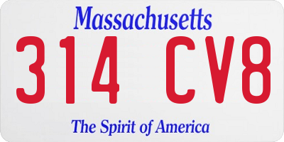 MA license plate 314CV8