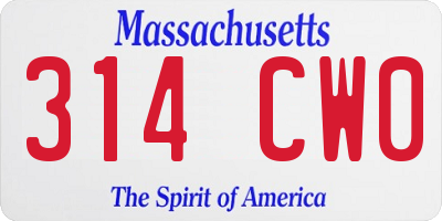 MA license plate 314CW0