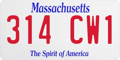 MA license plate 314CW1