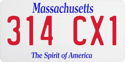 MA license plate 314CX1