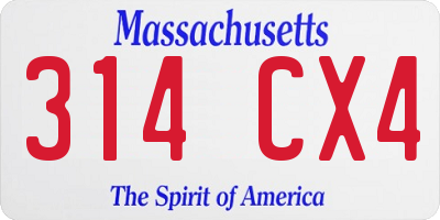 MA license plate 314CX4