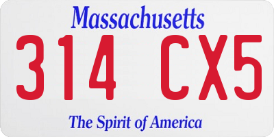 MA license plate 314CX5
