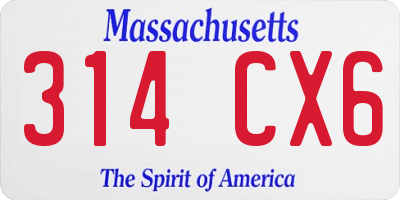 MA license plate 314CX6
