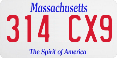 MA license plate 314CX9