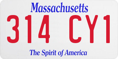 MA license plate 314CY1