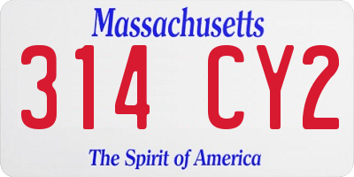 MA license plate 314CY2
