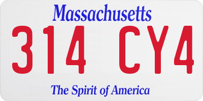 MA license plate 314CY4