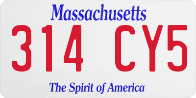 MA license plate 314CY5