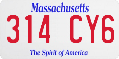 MA license plate 314CY6