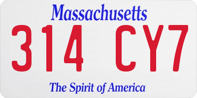MA license plate 314CY7