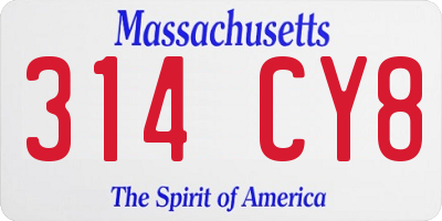 MA license plate 314CY8