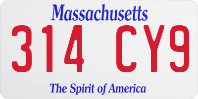 MA license plate 314CY9