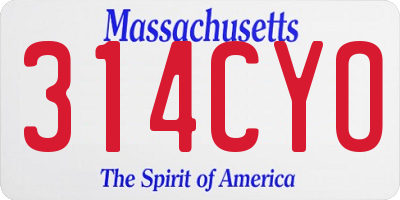 MA license plate 314CYO