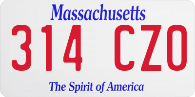 MA license plate 314CZ0