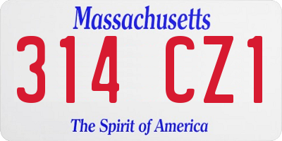 MA license plate 314CZ1