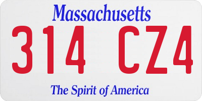 MA license plate 314CZ4