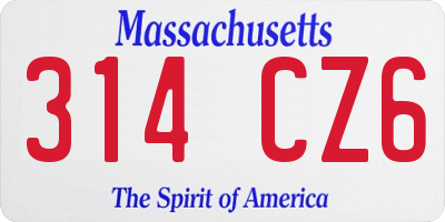 MA license plate 314CZ6