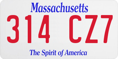 MA license plate 314CZ7