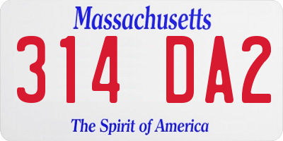 MA license plate 314DA2