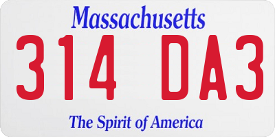 MA license plate 314DA3