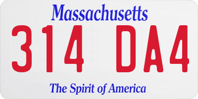 MA license plate 314DA4