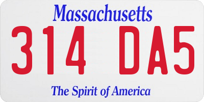 MA license plate 314DA5