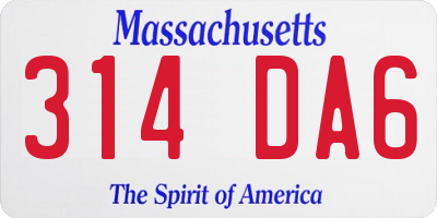 MA license plate 314DA6