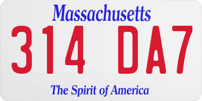 MA license plate 314DA7
