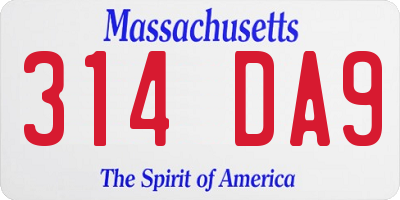 MA license plate 314DA9